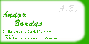 andor bordas business card